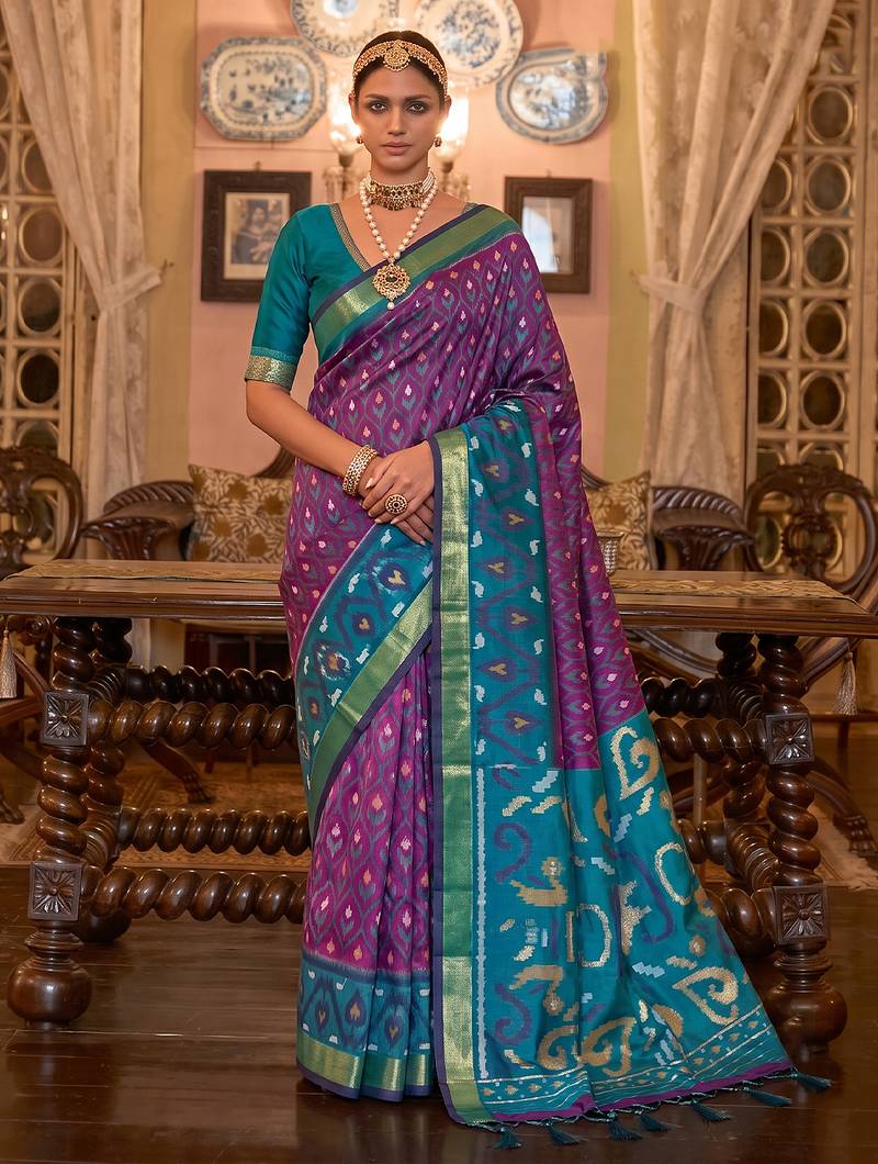 purple color smart soft silk blend designer ethnic partywear saree