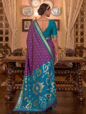purple color smart soft silk blend designer ethnic partywear saree 2