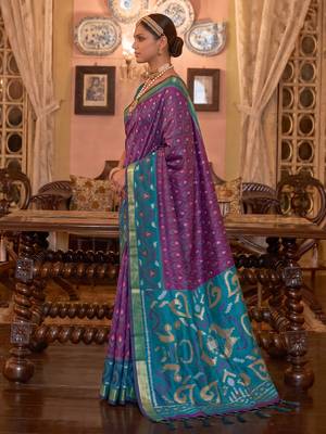purple color smart soft silk blend designer ethnic partywear saree 3