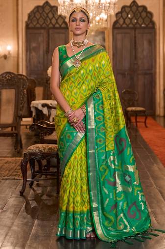 olive color smart soft silk blend designer ethnic partywear saree