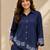 Navyblue denim embroidery work shirt wide leg pants co-ord set casual two piece