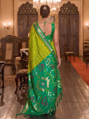 olive color smart soft silk blend designer ethnic partywear saree 2