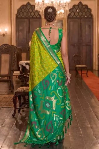 olive color smart soft silk blend designer ethnic partywear saree