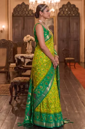 olive color smart soft silk blend designer ethnic partywear saree