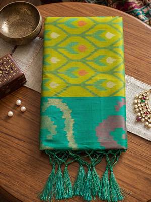 olive color smart soft silk blend designer ethnic partywear saree 4
