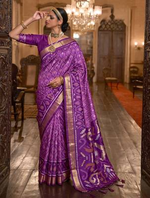 lavender color smart soft silk blend designer ethnic partywear saree 1