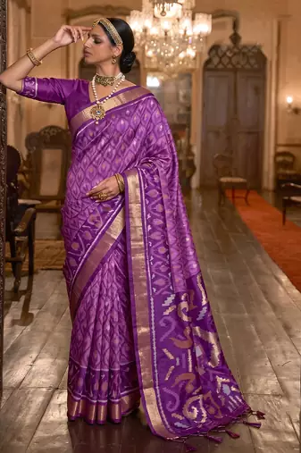 lavender color smart soft silk blend designer ethnic partywear saree