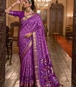 lavender color smart soft silk blend designer ethnic partywear saree