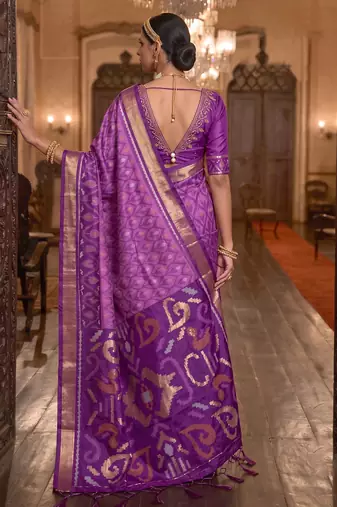 lavender color smart soft silk blend designer ethnic partywear saree