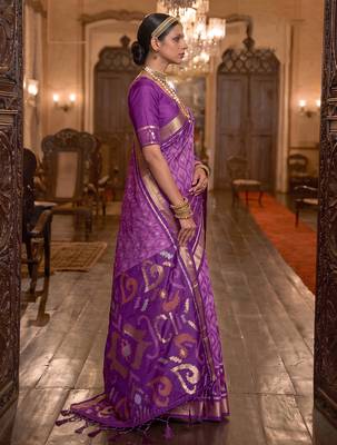 lavender color smart soft silk blend designer ethnic partywear saree 3