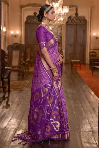 lavender color smart soft silk blend designer ethnic partywear saree