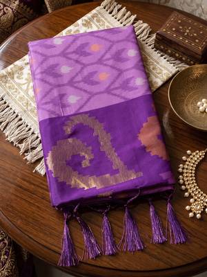 lavender color smart soft silk blend designer ethnic partywear saree 4