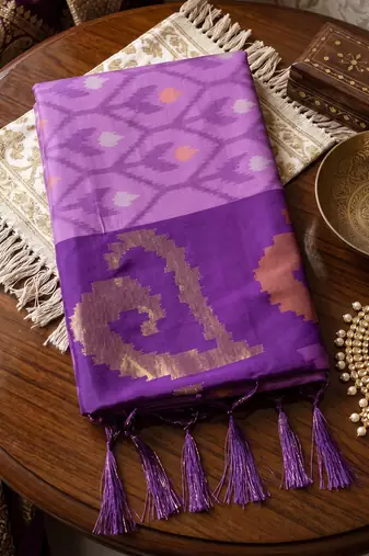 lavender color smart soft silk blend designer ethnic partywear saree