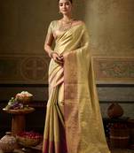 gold color beautiful woven designer partywear saree