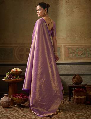 lavender color beautiful woven designer partywear saree 2