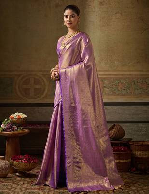 lavender color beautiful woven designer partywear saree 5