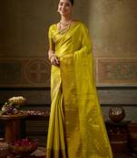 lemon color beautiful woven designer partywear saree