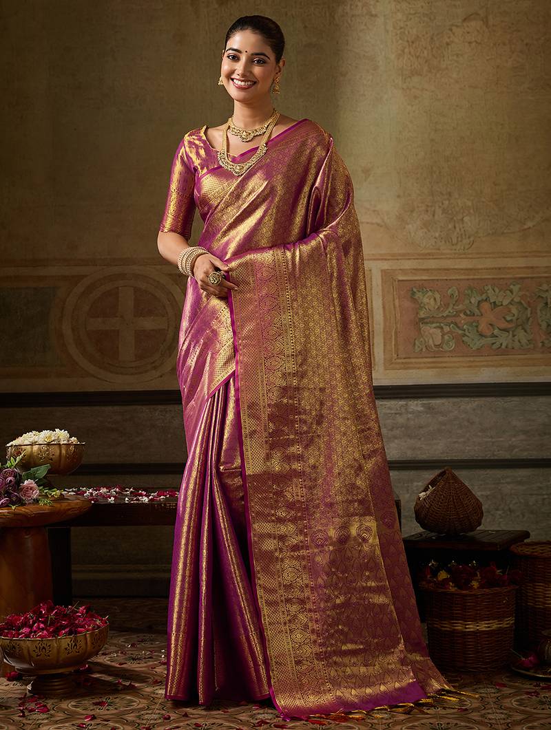 wine color beautiful woven designer partywear saree
