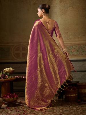 wine color beautiful woven designer partywear saree 2