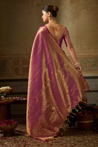 wine color beautiful woven designer partywear saree