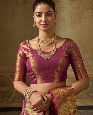 wine color beautiful woven designer partywear saree 4