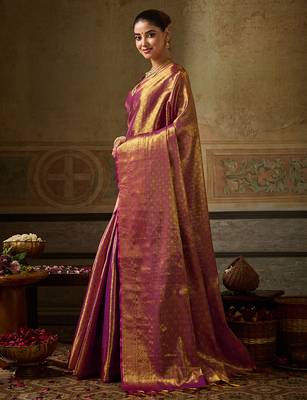 wine color beautiful woven designer partywear saree 5