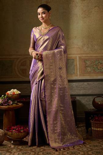 purple color beautiful woven designer partywear saree