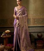 purple color beautiful woven designer partywear saree