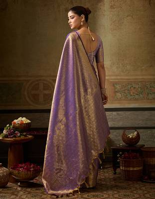 purple color beautiful woven designer partywear saree 2