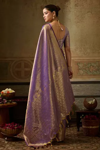 purple color beautiful woven designer partywear saree