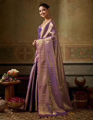 purple color beautiful woven designer partywear saree 5