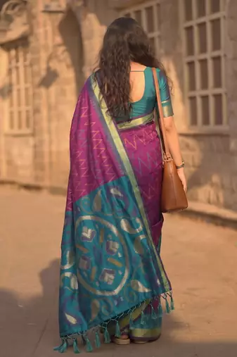 purple color soft silk blend smart designer sophisticated rich looks saree