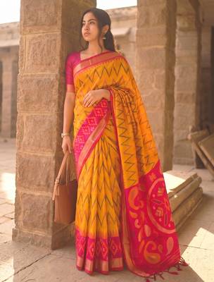 mustard color soft silk blend smart designer sophisticated rich looks saree 1