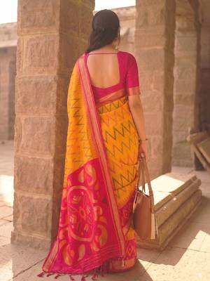 mustard color soft silk blend smart designer sophisticated rich looks saree 2