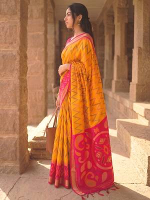 mustard color soft silk blend smart designer sophisticated rich looks saree 3