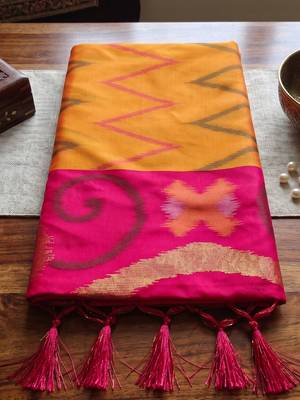 mustard color soft silk blend smart designer sophisticated rich looks saree 4