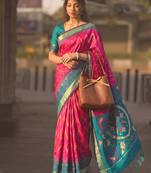 pink color soft silk blend smart designer sophisticated rich looks saree
