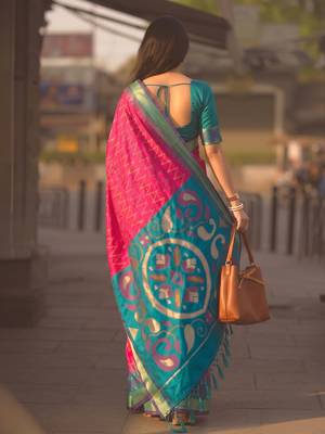 pink color soft silk blend smart designer sophisticated rich looks saree 2