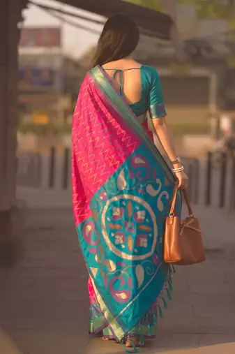 pink color soft silk blend smart designer sophisticated rich looks saree