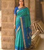 sea green color soft silk blend smart designer sophisticated rich looks saree