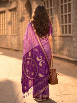 lavender color soft silk blend smart designer sophisticated rich looks saree 2