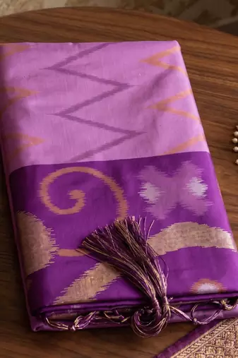 lavender color soft silk blend smart designer sophisticated rich looks saree