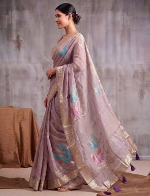 Purple color smart  cotton blend fancy woven designer saree 3