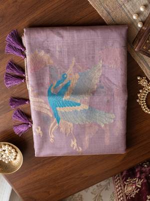 Purple color smart  cotton blend fancy woven designer saree 4