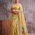 Mustard color smart  cotton blend fancy woven designer saree