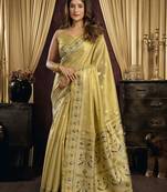 yellow color smart silk blend woven designer sophisticated ceremonial saree