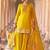 Yellow chinon silk wedding sharara suits free size upto 42