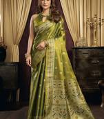 green color smart silk blend woven designer sophisticated ceremonial saree
