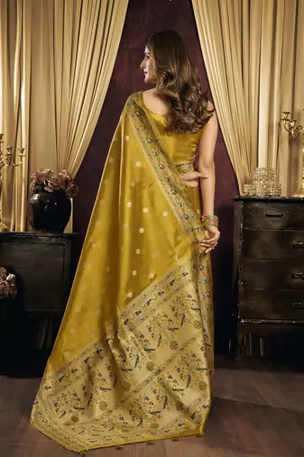 olive color smart silk blend woven designer sophisticated ceremonial saree