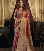 pink color smart silk blend woven designer sophisticated ceremonial saree
